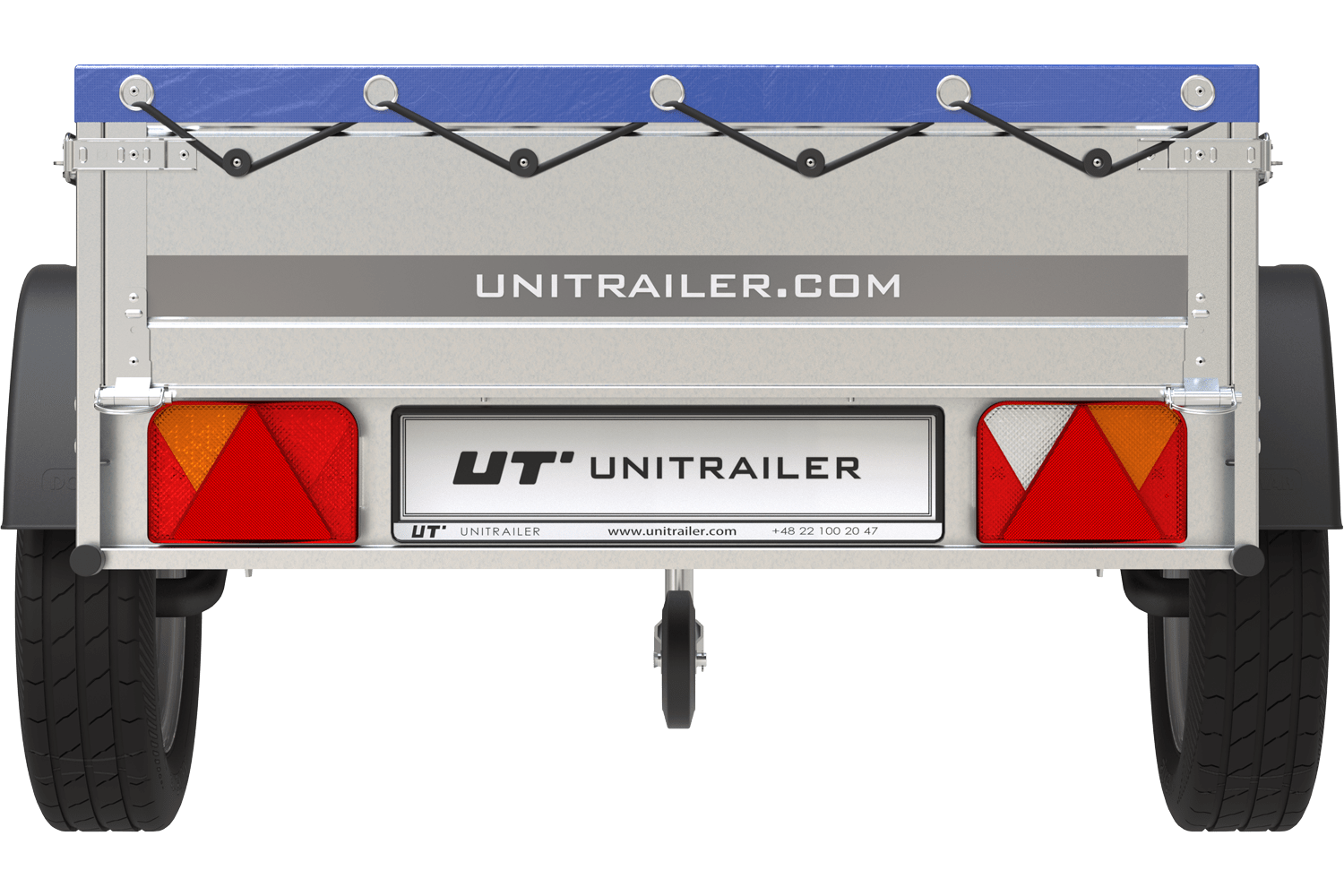 Garden Trailer 200 Kipp Einachsanhänger mit Stützrad und blauer Flachplane – Bild 8